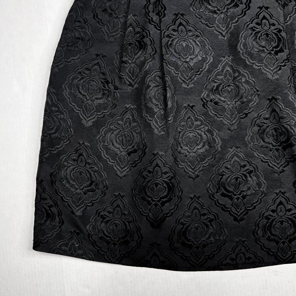 Talbots Pleated Woven Damask Jacquard A-Line Midi Skirt in Black Size 16P - NWOT - Picture 6 of 9